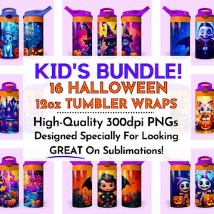 Halloween 12 Unze Kinder Flip Top Schnabeltasse Tumbler Wrap, 12 Unze gerade Becher Sublimation PNG, Kinder Halloween Tumbler Wrap Design PNG