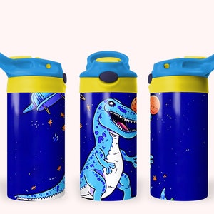 Dinosaurs 12oz Kids Flip Top Sippy Cup Tumbler Wrap, 12oz Straight Tumbler Sublimation PNG, Childrens Dinosaur Tumbler Wrap Design PNG