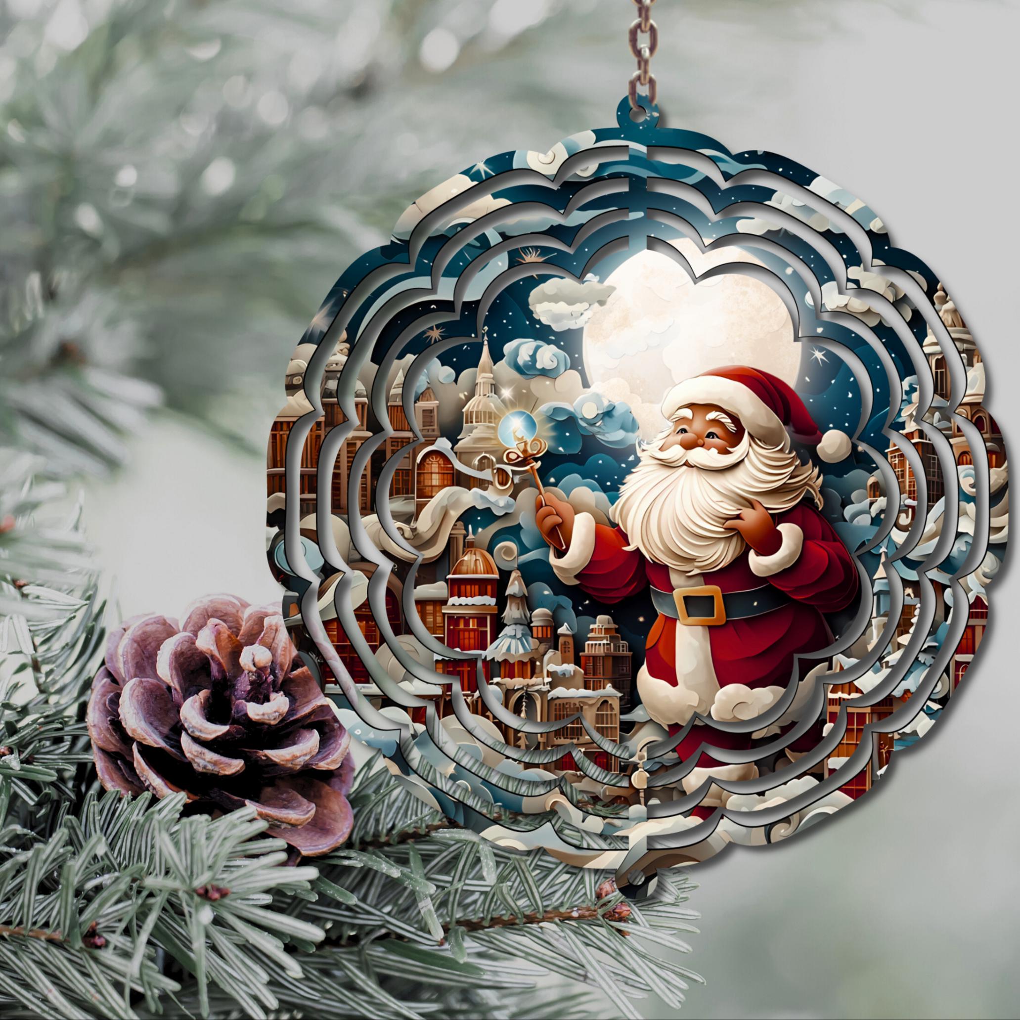 Christmas Wind Spinner PNG, 3D Santa Windspinner Sublimation Design ...
