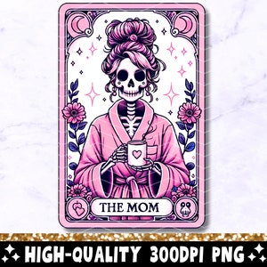 A Mãe Carta de Tarô Engraçada PNG, Mulher Esqueleto Mãe Design de Sublimação, Witchy Vibes Crânio Mama T-Shirt Caneca Arquivo PNG, Download Digital