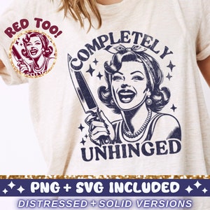 Völlig aus dem Lot geraten SVG PNG, trendige Vintage Retro Hausfrau lustig sarkastische Sublimation Design T-Shirt Becher Tote png SVG Schnitt Datei Download