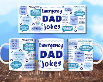 Emergency Dad Jokes Funny Mug Wrap For Men, 11oz and 15oz Mug Sublimation Design, Father's Day Men's Sarcastic Mug PNG, Digital Download