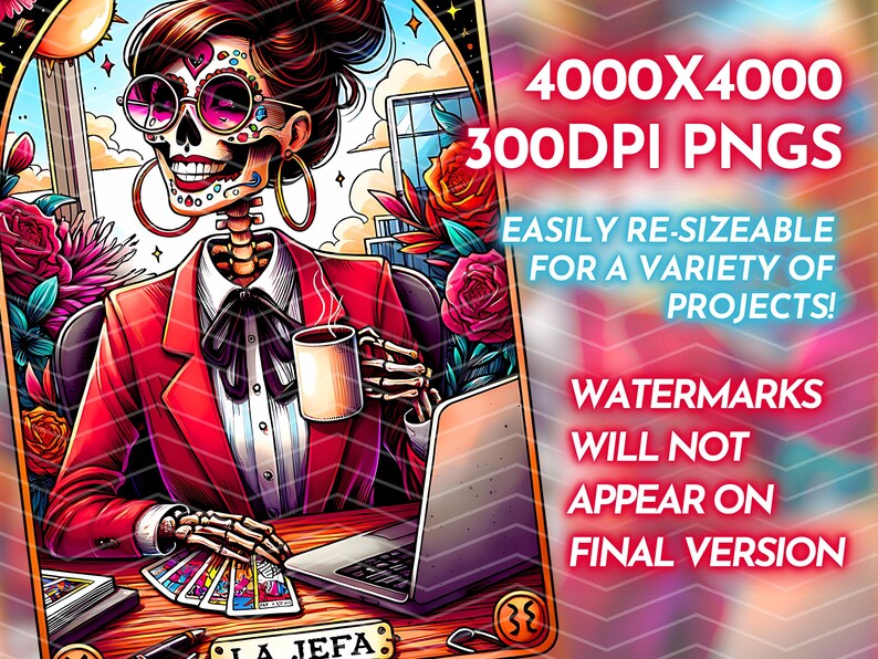 La Jefa Tarot Card PNG, Funny Spanish Girl Boss Sublimation Design