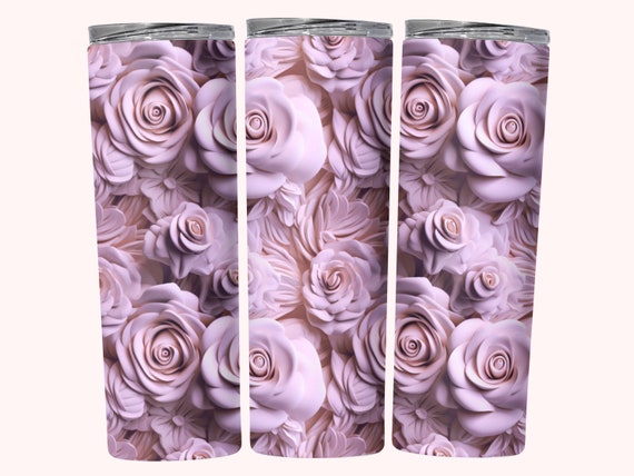 3D Roses Tumbler Wrap, 20oz Skinny Tumbler Sublimation Design, Instant Download, Straight & Tapered Tumbler Wrap, Seamless 3D Flowers PNG