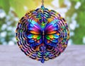 Butterfly Wind Spinner PNG, Colorful Neon Trendy Summer Pretty 3d Garden WindSpinner Sublimation Design, Windspinner Template PNG, Download product logo