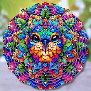 Mandala Bird Wind Spinner PNG, Boho Trendy Wind Spinner Sublimation Design, Popular Cool Colorful Spinner Design PNG, Digital Download