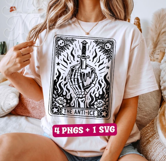 The Anti-Ice Tarot Card SVG PNG, Abolish Ice Skeleton Sublimation Design, Immigration Activism Fuck Ice Trendy T-Shirt Mug Cut File Download