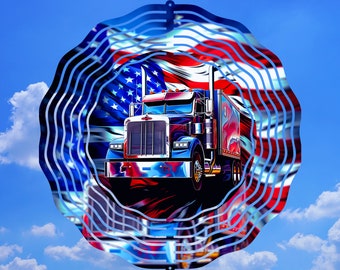 American Trucker Wind Spinner PNG, Semi-Truck Wind Spinner Sublimation Design, Instant Download, Trucking Windspinner Sublimation Template