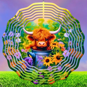 Baby Cow Wind Spinner PNG, Colorful Wind Spinner Sublimation Design, Instant Download, Calf Windspinner Sublimation Template PNG