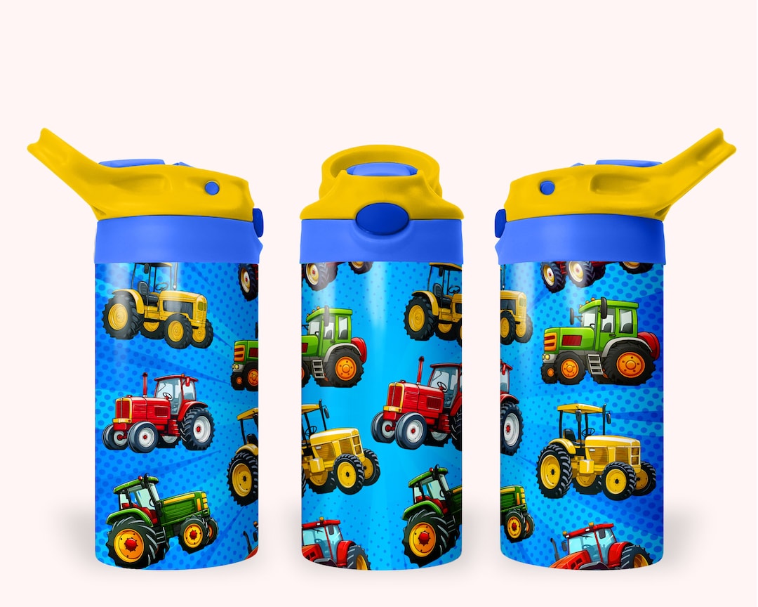 Tractor 12oz Kids Flip Top Sippy Cup Tumbler Wrap, 12oz Straight Tumbler Sublimation PNG