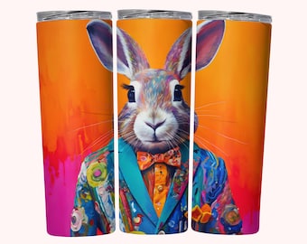 Bunny Rabbit Tumbler Wrap, 20oz Skinny Tumbler Sublimation PNG, Instant Download, Straight & Tapered Tumbler Wrap, Cool Rabbit Tumbler PNG