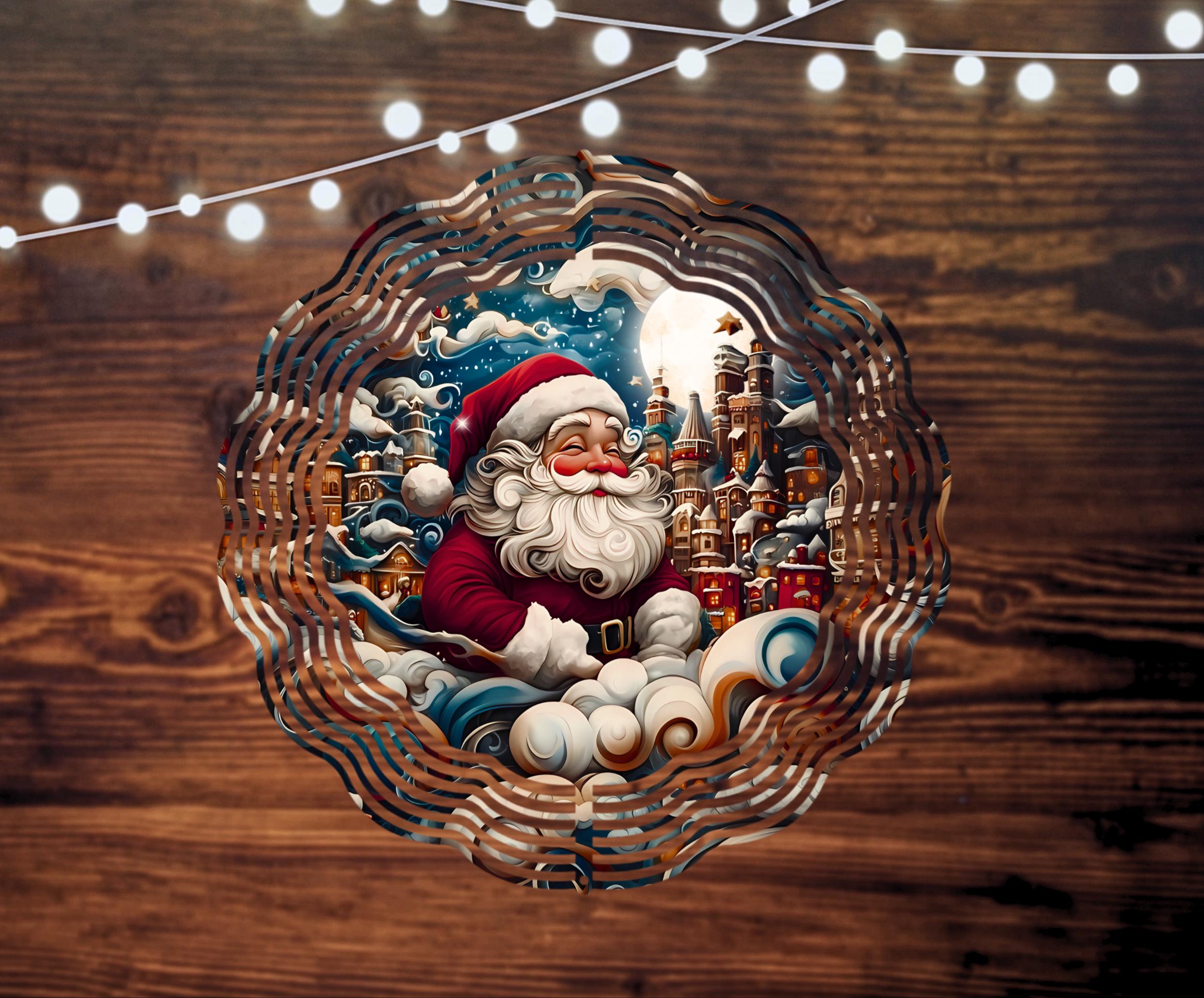 Christmas Wind Spinner PNG, 3D Santa Windspinner Sublimation Design ...