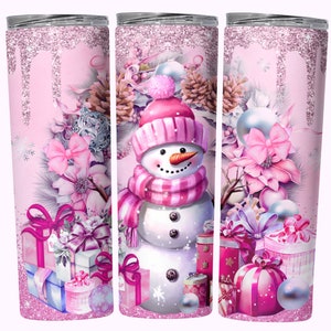 Sparkly Snowman Christmas Tumbler Wrap, 20oz Skinny Tumbler Wrap Sublimation PNG, Digital Download, Cute Holiday Winter Tumbler Design PNG