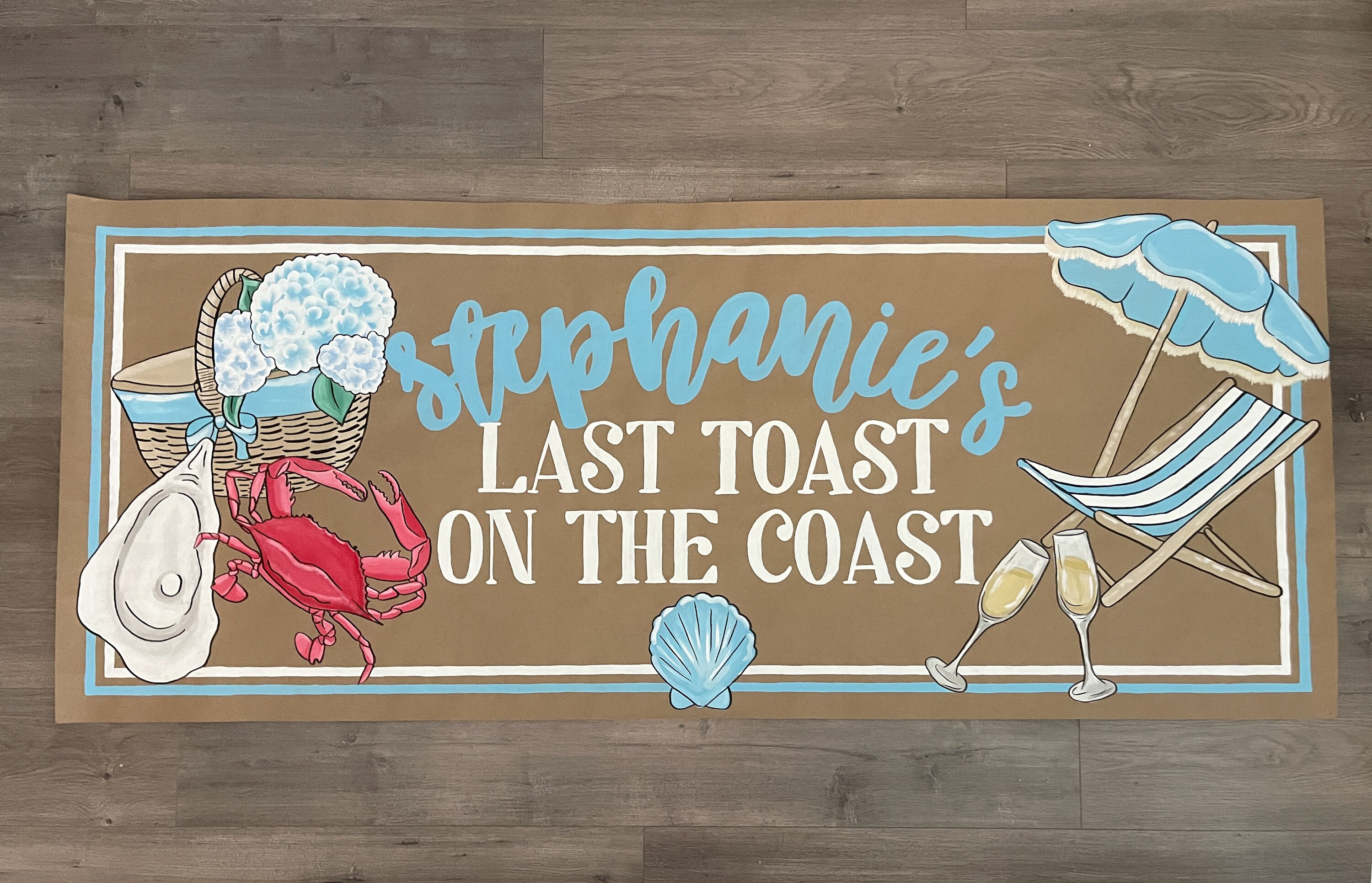 Personalized Hand Painted Banner Sign for Last Toast on the Coast Bachelorette Trips