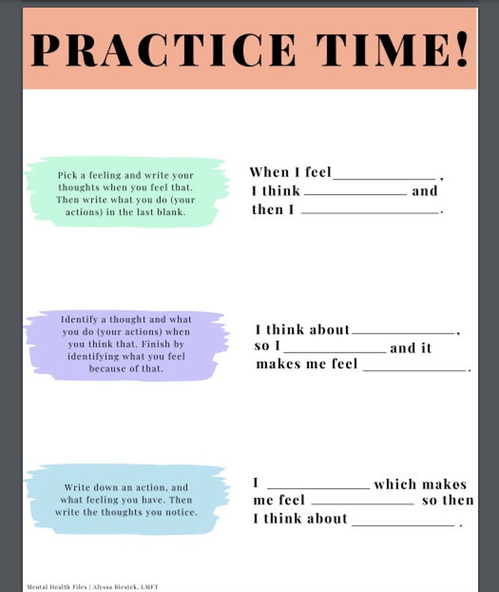 CBT Triangle Worksheet - Etsy