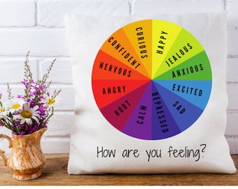 Almohada con forma de rueda de sentimientos, decoración para la salud mental, regalo para la consulta de terapia