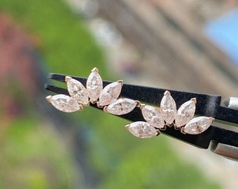 Marquise Cut Moissanite Earrings Bridal Stud Earrings 925 Sterling Silver Studs Earrings Marquise Diamond Solitaire Earrings Engagement gift