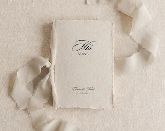 Wedding Vow Cards Editable Template, Printable His and Her Vows, Minimalist Vow Booklet, Canva Template, Instant Download