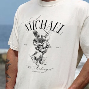 St Michael The Archangel Catholic Saint Shirt For Mens Catholic Gifts For Men Traditional Catholic Fathers Day Gift For Confirmation Present