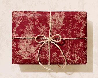 Toile française, papier cadeau de Noël, élégant, intemporel, design vintage, vieil argent, emballage cadeau vacances, travaux manuels en papier parfaits, journalisation indésirable