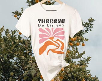 Santo Therese De Lisieux Camisetas de <br> Entrega Rápida? Santo Therese Camiseta de <br> Entrega Rápida? Camiseta 100% Algodão | Santo Camiseta | Camisa católica moderna de <br> Entrega Rápida? Vestuário baseado na fé