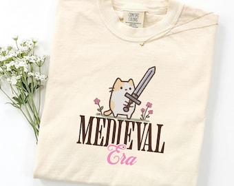 In My Medieval Era Shirt Cute Cat Sword Tee Fantasy Aesthetic Shirt Cottagecore Outfit Funny Medieval Shirt Gift For Book Lover