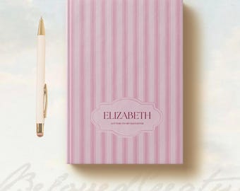 Letters To My Daughter Keepsake Journal Personalized Custom Name Gift For Daughter From Mom Dusty Rose Stripe Feminine Classic