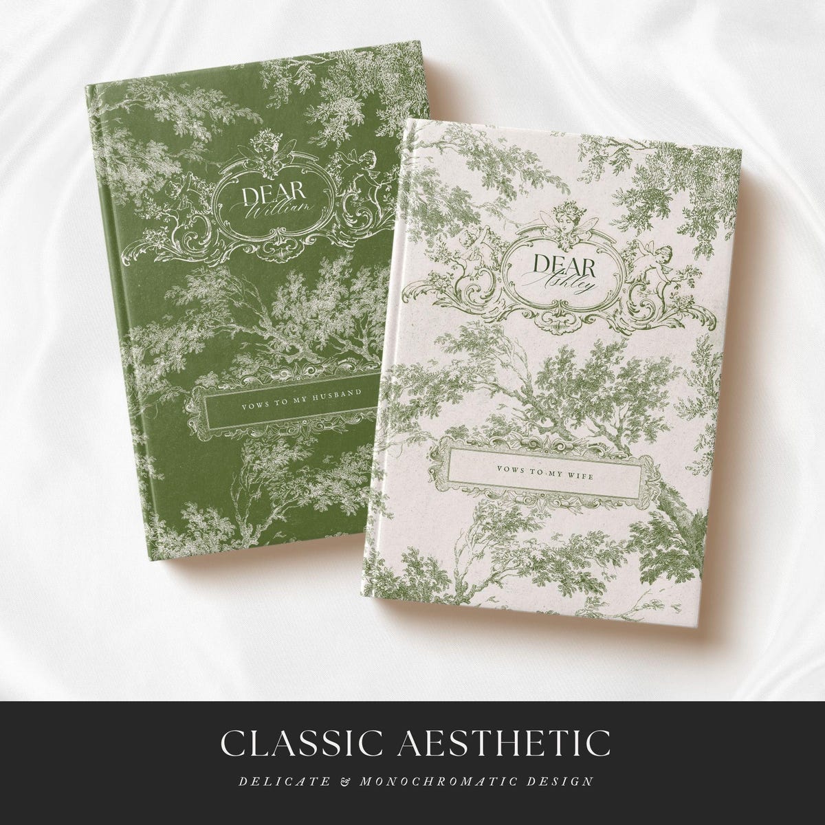 Personalized Wedding Vow Books His and Her Vow Books Custom Elegant Wedding Keepsake French Toile De Jouy Vow Books Bride and Groom Gift - Etsy
