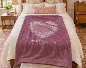 Boyfriend Girlfriend Blanket, Couple Gift, Soft Throw, Personalized Wedding, Ms and Mrs Keepsake, Pink Bridal Shower
