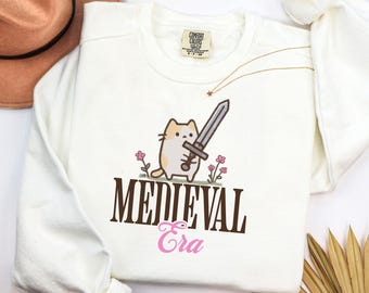 In My Medieval Era Crewneck Fantasy Cat Sweatshirt Cottagecore Aesthetic Cozy Outfit Book Lover Gift Medievalcore Sweatshirt