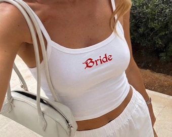 Bachelorette Party Outfit, Chic Bride Crop Top, Summer Bride Tank Top Aesthetic, Bridal Shower Gift, Modern Bride Shirt Trendy
