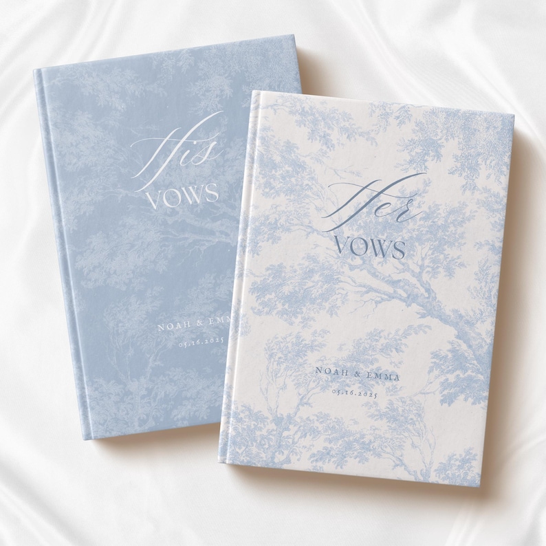 Classic Blue His and Her Vow Book