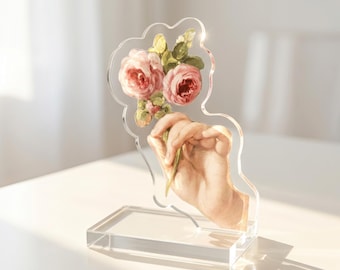 Floral Acrylic Standee Coquette Decor Soft Girl Aesthetic Desk Decor Vintage Rose Decor Feminine Room Decor Cute Shelf Decor