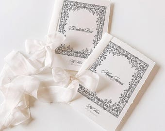 Elegant Wedding Vow Cards Template Editable, His and Her Vows, Printable Vow Booklet, Bride Groom Cards, Canva Template, Instant Download