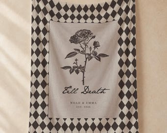 Halloween Married Blanket, Spooky Wedding Gift for Couples, Gothic Anniversary Throw, Personalized Wedding Gift, For Boyfriend