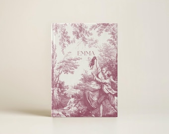 Pink French Toile Notebook Vintage French Aesthetic Journal Personalized Name Book For Cottagecore Coquette Gift For Bestie Gift For Friend