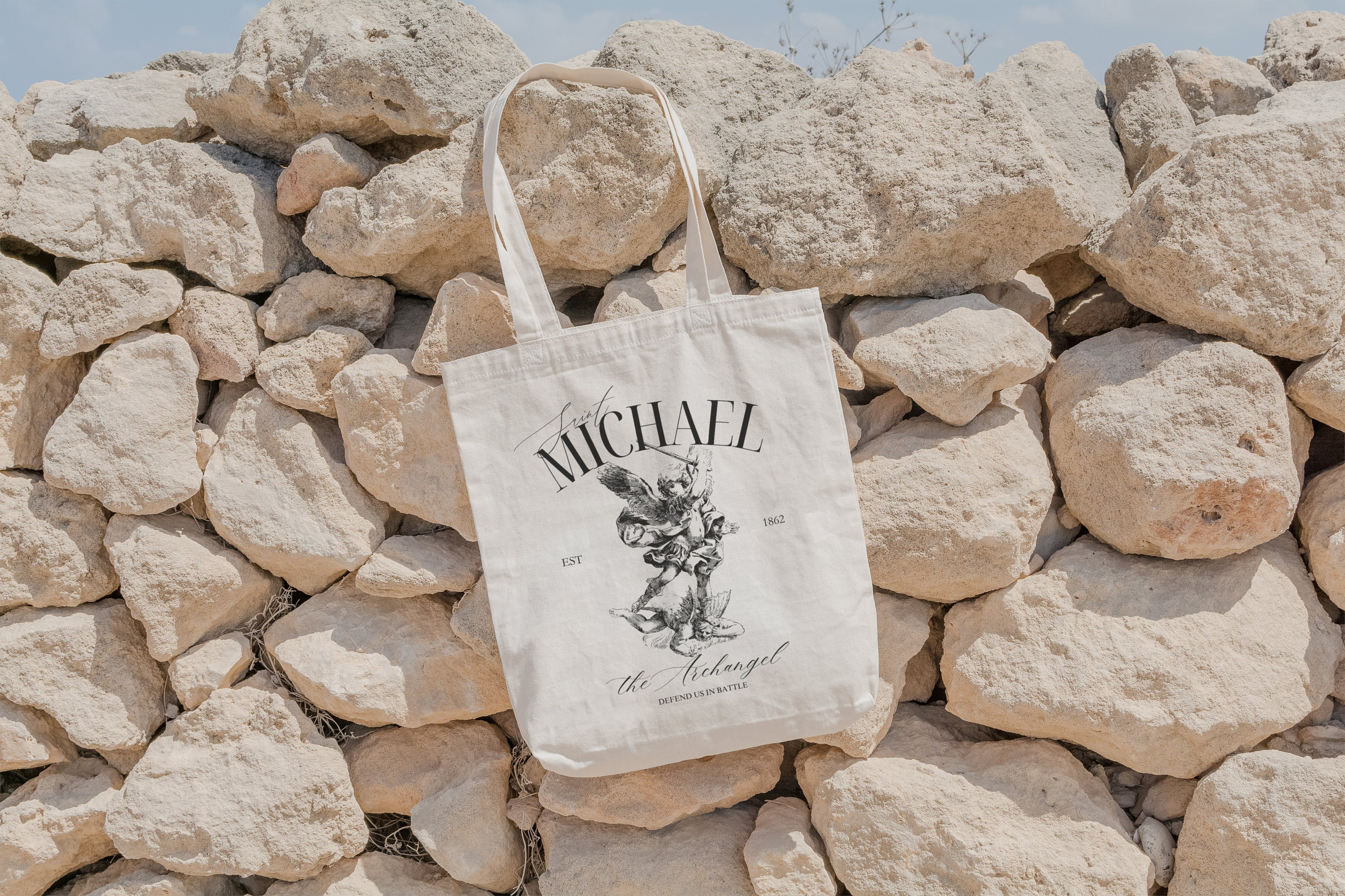 Saint Michael The Archangel Canvas Tote Bag Catholic Gift For Women Aesthetic Christian Gift Confirmation Gift For Girls Religious Gift