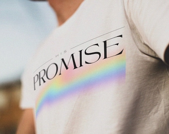 His Promise | Unisex T-shirt | Faith Based Apparel | Christian Shirt | Bible Verse Tshirt | 100% Cotton | Rainbow Shirt
