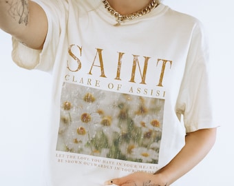 St. Clare of Assisi T-Shirt | Saint Shirt | 100% Cotton | Catholic Gifts | Catholic Shirt | Cozy Tee