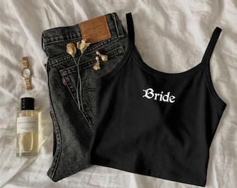 Chic Bride Crop Tank Top, Trendy Bride Shirt, Bachelorette Party Outfit, Bridal Shower Gift, Honeymoon Outfit for Bride