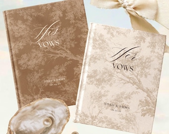 Vow Booklet, Personalized Wedding Vows Book, Illustrated Keepsake for Him and Her