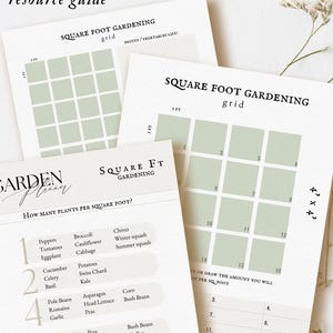 K&ouml;nnte beinhalten: Ein druckbarer Quadratmeter-Gartenplaner mit einem Raster zum Planen eines Gartens. Der Planer enth&auml;lt eine Liste von Gem&uuml;sesorten und wie viele Pflanzen pro Quadratmeter angebaut werden k&ouml;nnen.