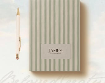 Letters To My Son Keepsake Journal Personalized Legacy Journal Custom Name Journal Gift For Son From Mom Ticking Stripe Farmhouse Sage Green