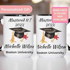 Cadeau de maîtrise Cadeau personnalisé de remise des diplômes pour elle et lui Mug Maîtriser la technique personnalisée Cadeau de remise de diplôme maîtrise MBA Diplômés CM1287