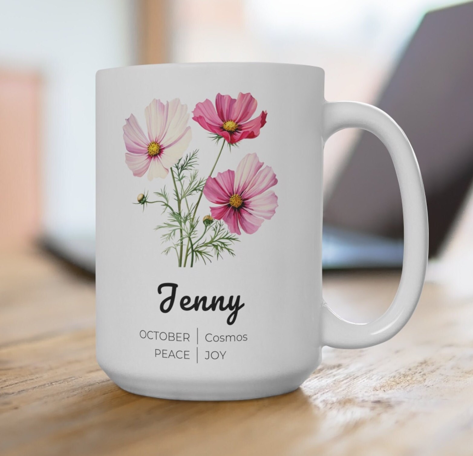 Custom Birth Flower Mug Personalized Gift October Birth Flower Custom ...