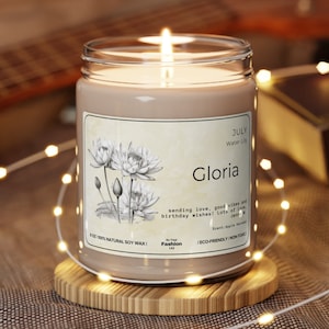 July Water Lily Birth Flower Gift Candle Personalized Birthday Candle Gift for Wife Friends Gift for Her Apothecary Gift 9oz Candle CM1163
