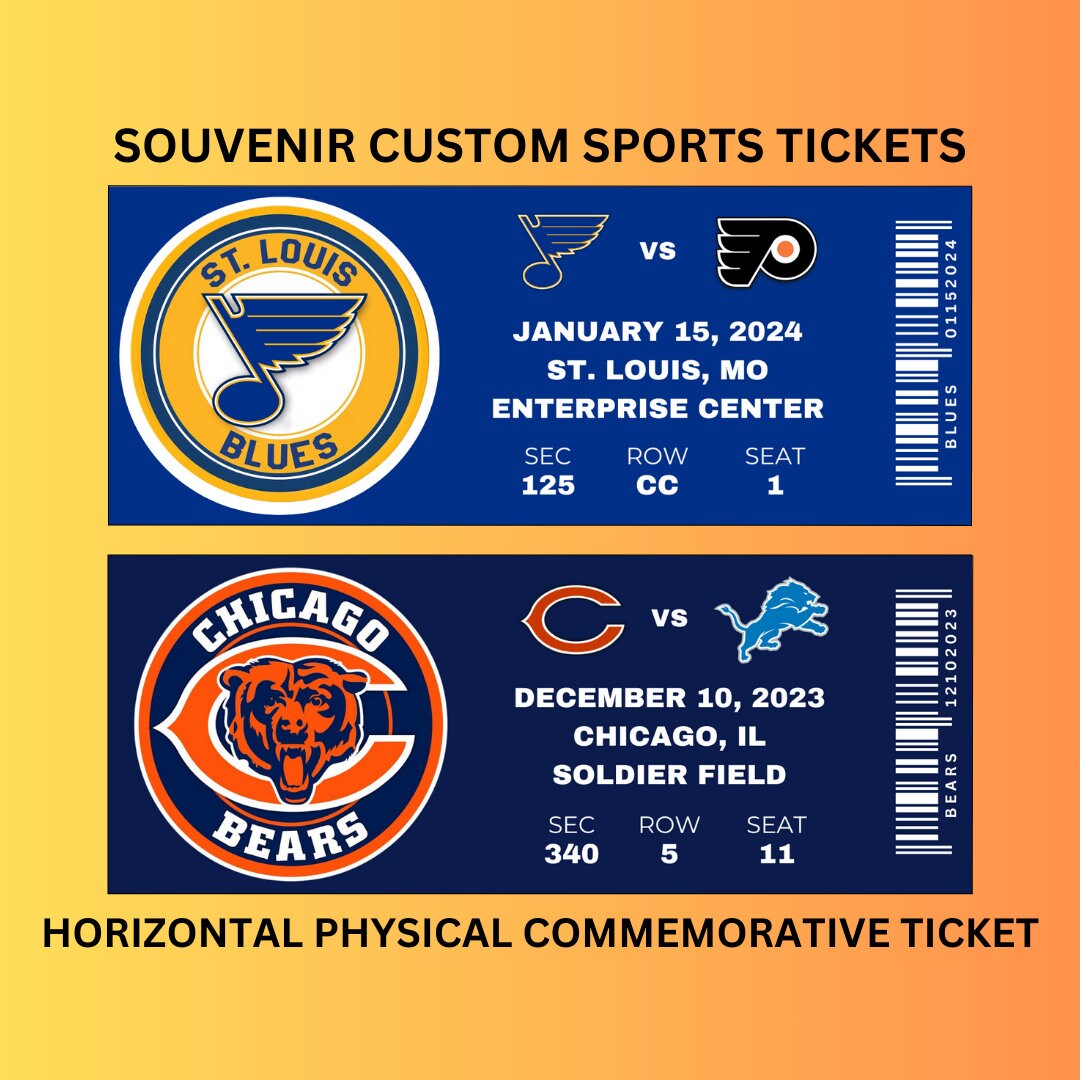 Horizontal Souvenir Sports Game Ticket Physical Etsy