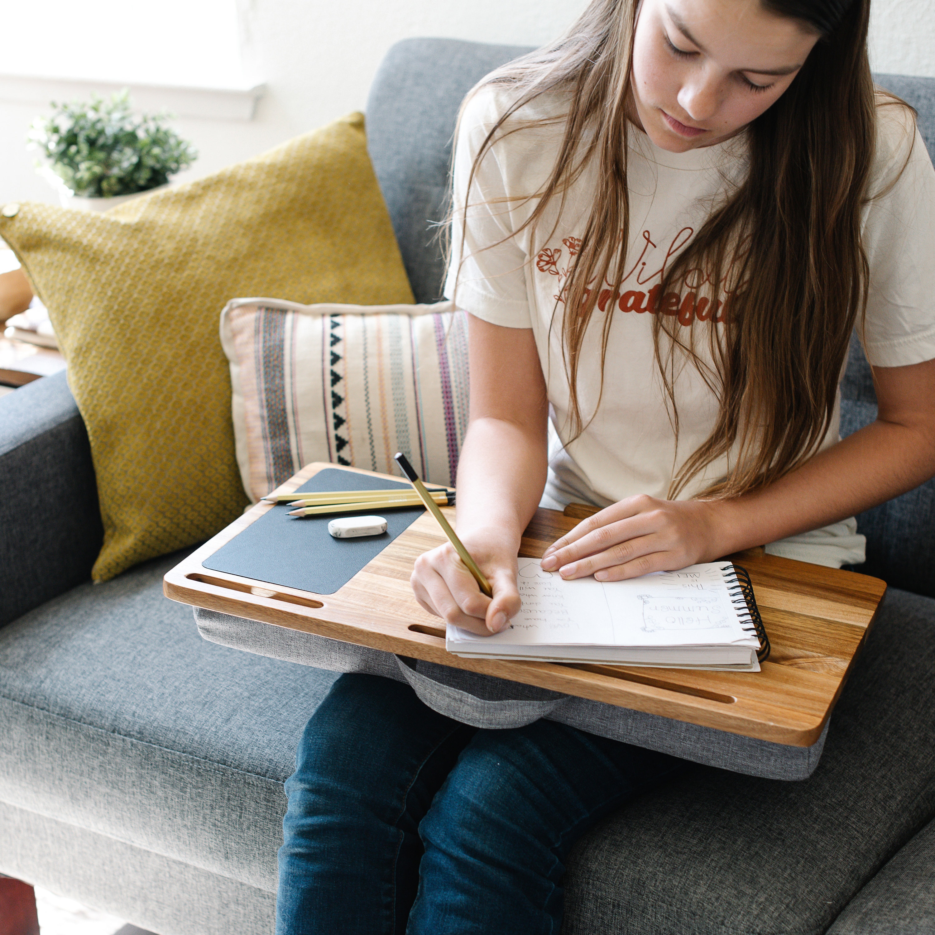 Lap desk laptop lap desk with cushion made with real wood acacia wood