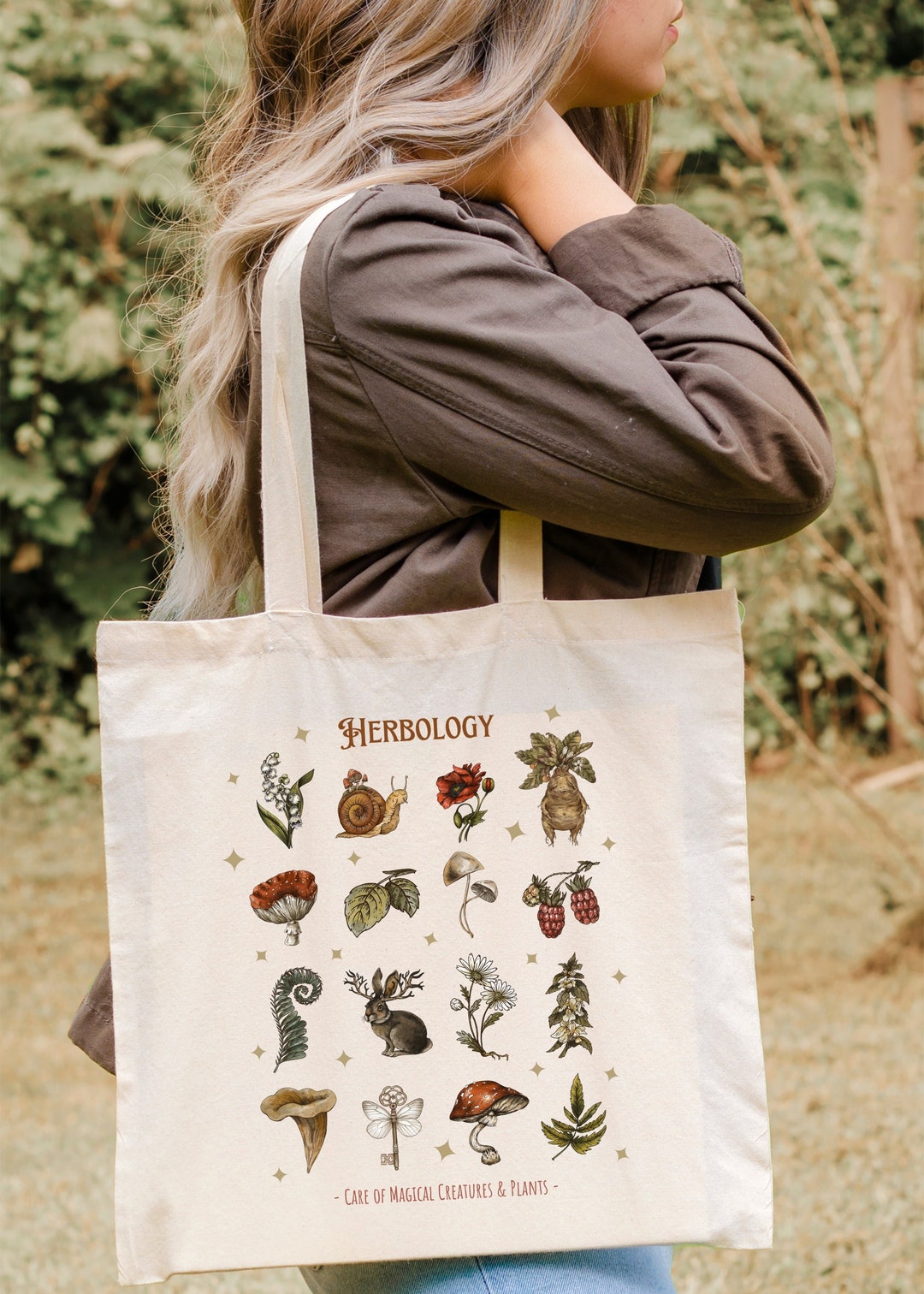 Herbology Tote Bag, Natural Tote Bag, Sustainable Gifts, Wizard School
