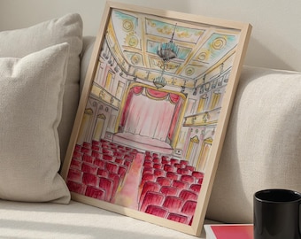 Theatre Play Art Print, Broadway Performer Hand Drawn Wall Art, New York Musical Theater Sketch Dorm Room Poster, Colorful Apartment Decor